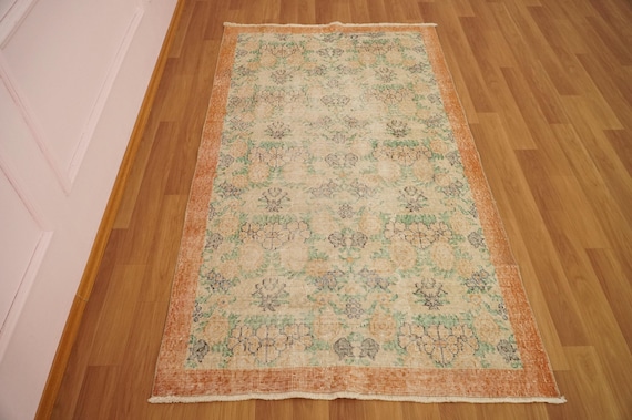 Floral Turkish Rug , Oushak Area Rug , Boho Rug , 3.7 x 6.6 feet , Hand Made Rug , Wool Rug , Living Room Rug , Turkey Rug , GR 912