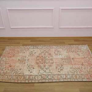 Pastel Pink Rug, Handmade Wool Rug, Textured Rug, Turkish Rug, Traditional Rug, Vintage Oushak Rug, Studie Rug, 3.7x6.1 Ft, GR 2048