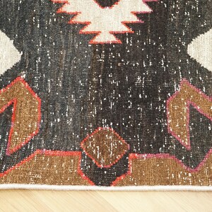 Alfombra para peldaños de escalera, alfombra marrón, alfombra retro, alfombra de estilo rústico, alfombra de cocina, alfombra anudada a mano, alfombra turca vintage, 3,7 x 11,4 pies, alfombra suave, GR 1024 imagen 6