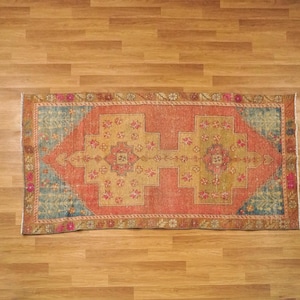 Multicolor Rug, Accent Turkish rug, Classic Rug, Handmade Oushak Rug, Eco friendly Rug, Vintage Rug, Authentic Rug, 3.7x7.2 Ft, GR 3836