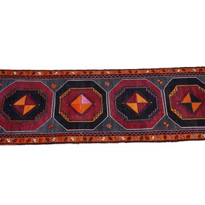 Orange Runner Rug, Soft Turkish Rug, Farmhouse Rug, Long Size Rug, Vintage Rug, Herki Runner, Hallway Rug, Stair Rug, 3.9x17.4 ft, GR 4579