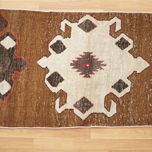 Alfombra para peldaños de escalera, alfombra marrón, alfombra retro, alfombra de estilo rústico, alfombra de cocina, alfombra anudada a mano, alfombra turca vintage, 3,7 x 11,4 pies, alfombra suave, GR 1024 imagen 4