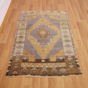 bohemian area rug, hand knotted rug, vintage rug, turkish rug, oushak rug, antique rug, muted color rug, living room rug, 3.3 x 5.1, GR 469 image 3