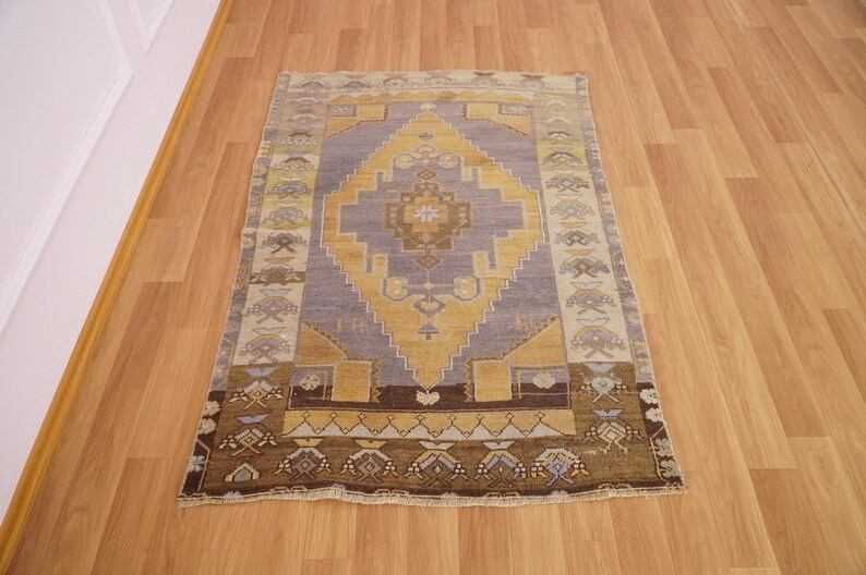 bohemian area rug, hand knotted rug, vintage rug, turkish rug, oushak rug, antique rug, muted color rug, living room rug, 3.3 x 5.1, GR 469 image 3