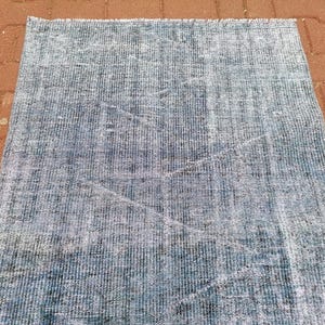 Alfombra hecha a mano, alfombra de pasillo para exteriores, alfombra azul, alfombra costera, tapete de lavandería, alfombra vintage, alfombra teñida, alfombra turca, 3.1 x 7.7 pies GR 3442 imagen 6