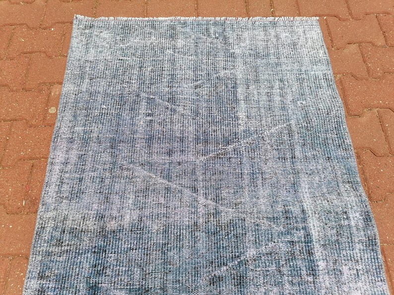 Alfombra hecha a mano, alfombra de pasillo para exteriores, alfombra azul, alfombra costera, tapete de lavandería, alfombra vintage, alfombra teñida, alfombra turca, 3.1 x 7.7 pies GR 3442 imagen 6