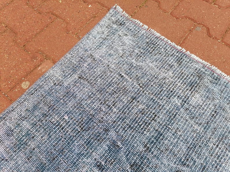 Alfombra hecha a mano, alfombra de pasillo para exteriores, alfombra azul, alfombra costera, tapete de lavandería, alfombra vintage, alfombra teñida, alfombra turca, 3.1 x 7.7 pies GR 3442 imagen 5