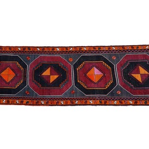 Orange Runner Rug, Soft Turkish Rug, Farmhouse Rug, Long Size Rug, Vintage Rug, Herki Runner, Hallway Rug, Stair Rug, 3.9x17.4 ft, GR 4579