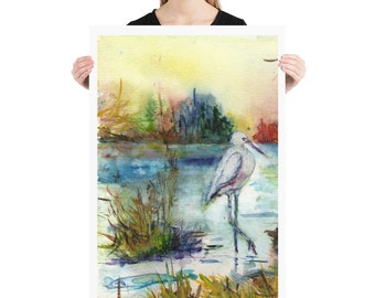 Egret Poster 24x36in/60x90cm