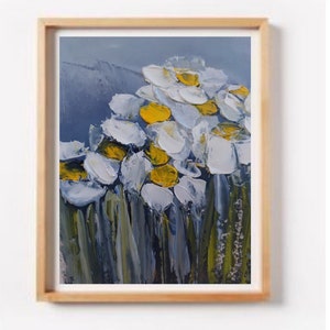 Opera d'arte astratta su carta testurizzata "Margherite", 13 x 23 cm, dipinto 3D "Marguerite"