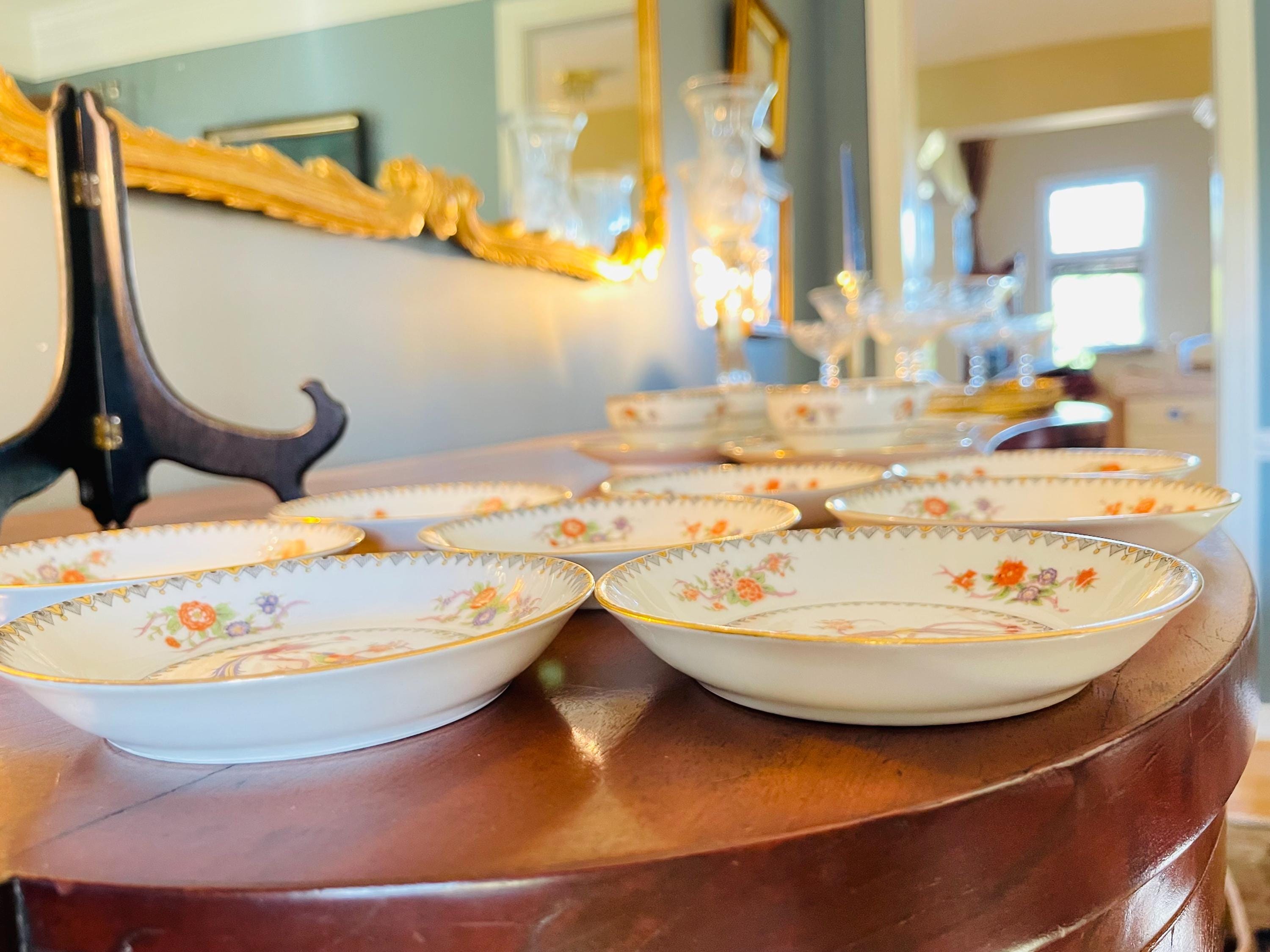 Antique Limoges France Bird of Paradise Fruit Bowl: Elite Works