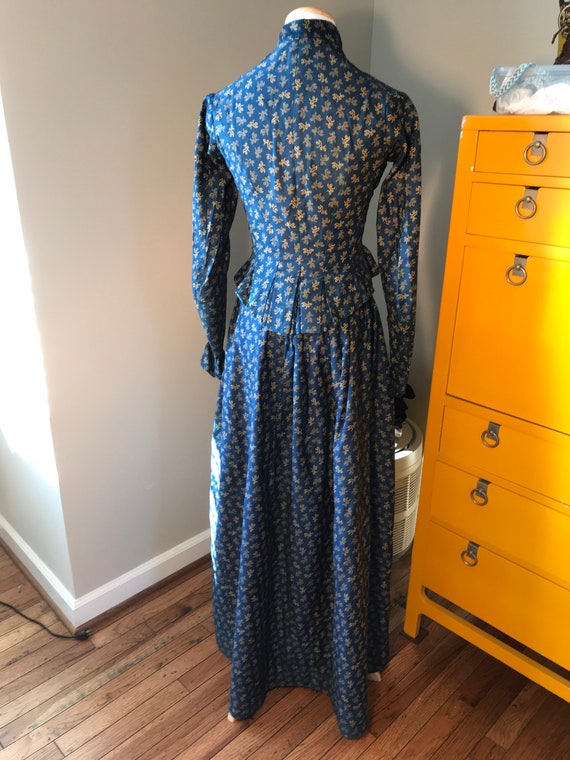 Antique Indigo Blue Calico Two-Piece Outfit.
