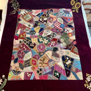 Exceptional Victorian Crazy Quilt Dated 1884, Historical Civil War Significance,