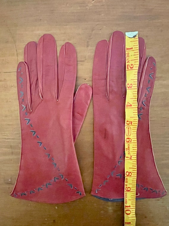 Superb 1960s Vintage Red Kid leather ladies glove… - image 6