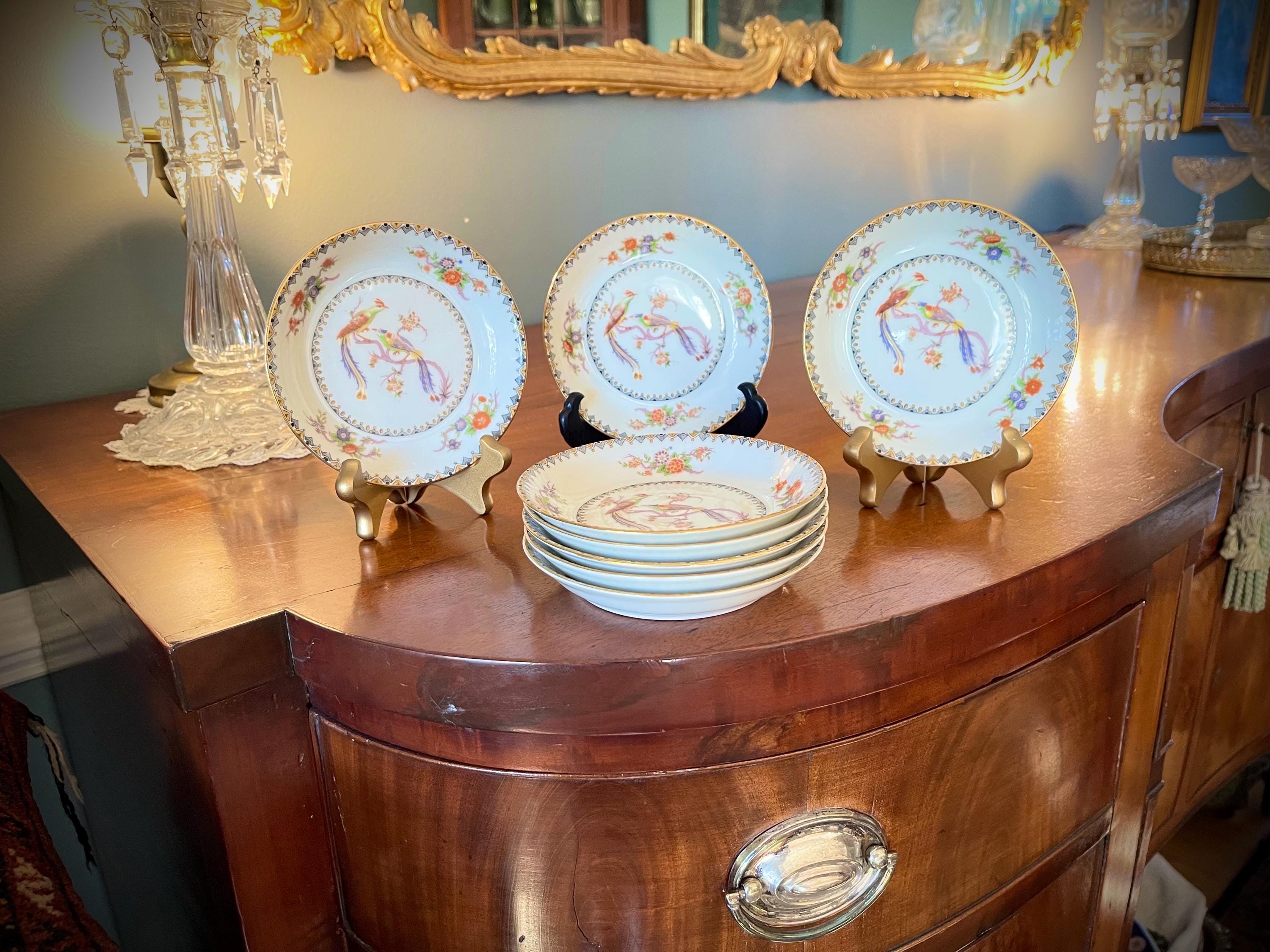 Antique Limoges France Bird of Paradise Fruit Bowl: Elite Works
