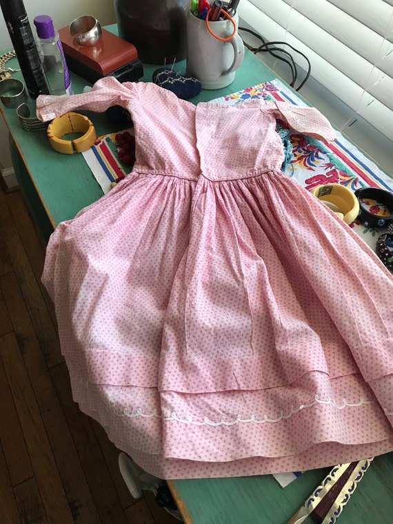 Antique Pink Calico Child’s Dress. 19th Century
