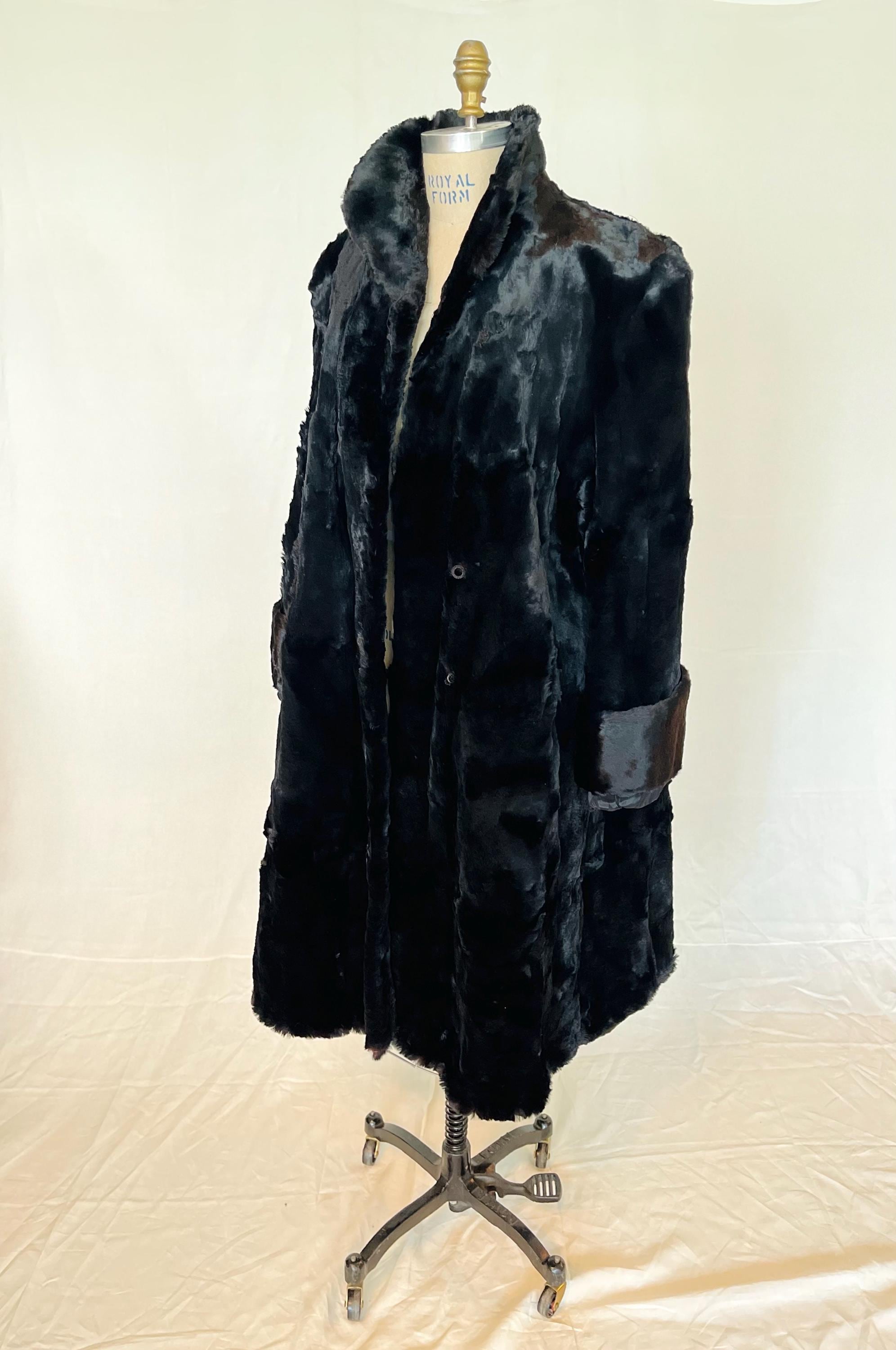 1930s Hollywood Glamour Fur Coat: Black Hudson Seal, Silk Lined - Etsy