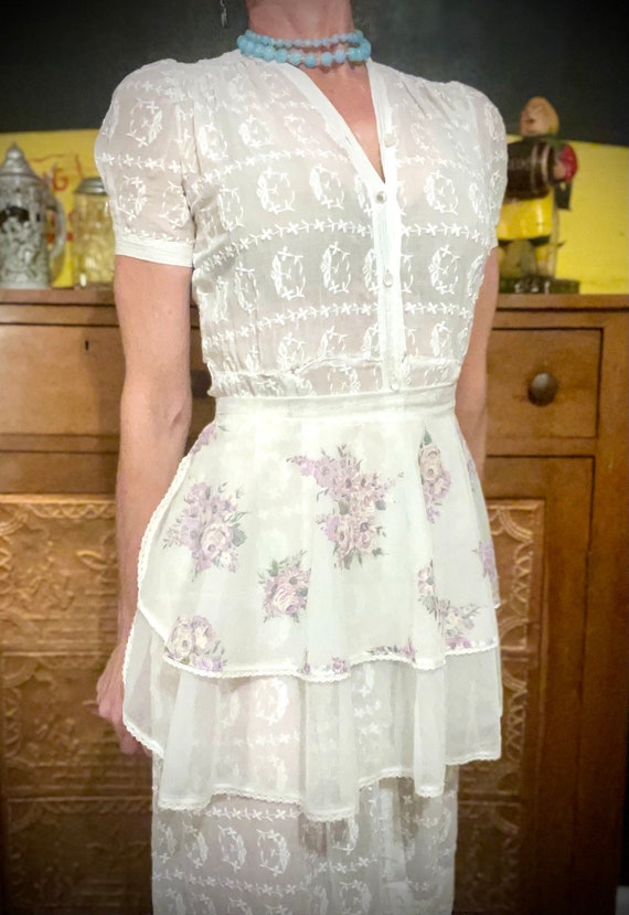 Mid Century Hostess apron, Sheer Apron, MCM Apron… - image 4