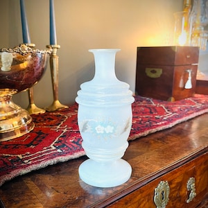 Antique Victorian Bristol Glass, hand painted vase, unique shape