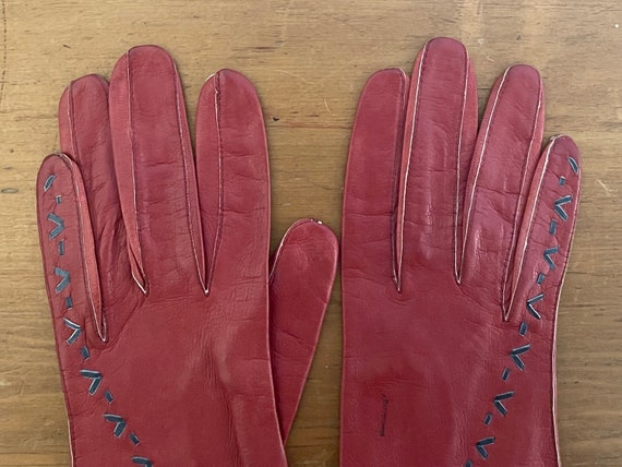 Superb 1960s Vintage Red Kid leather ladies glove… - image 8