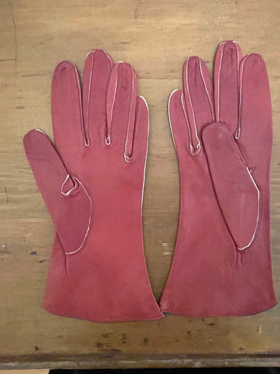 Superb 1960s Vintage Red Kid leather ladies glove… - image 7