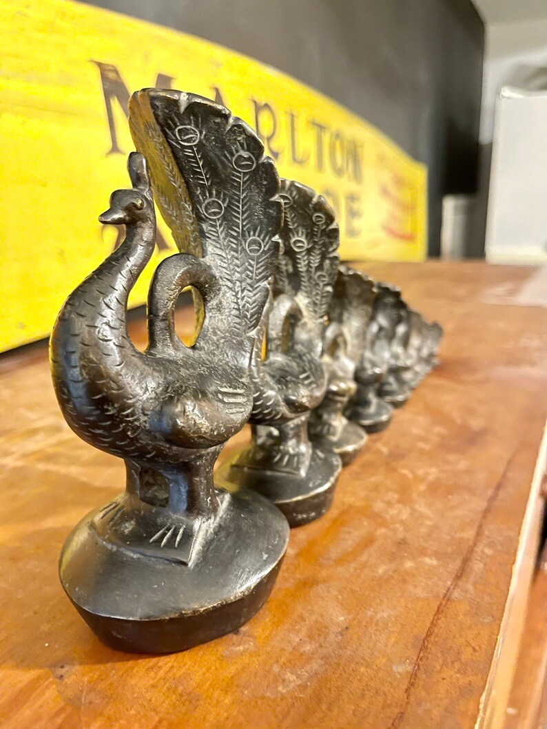 Antique Bronze Bird Opium Weights Peacock Set of 9 Etsy