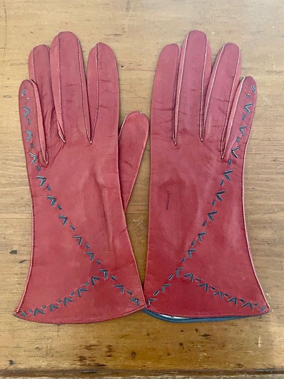 Superb 1960s Vintage Red Kid leather ladies glove… - image 10
