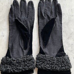 Vintage Curly Lamb Wool and Velvet Gloves. Elegant 40s Style - Etsy