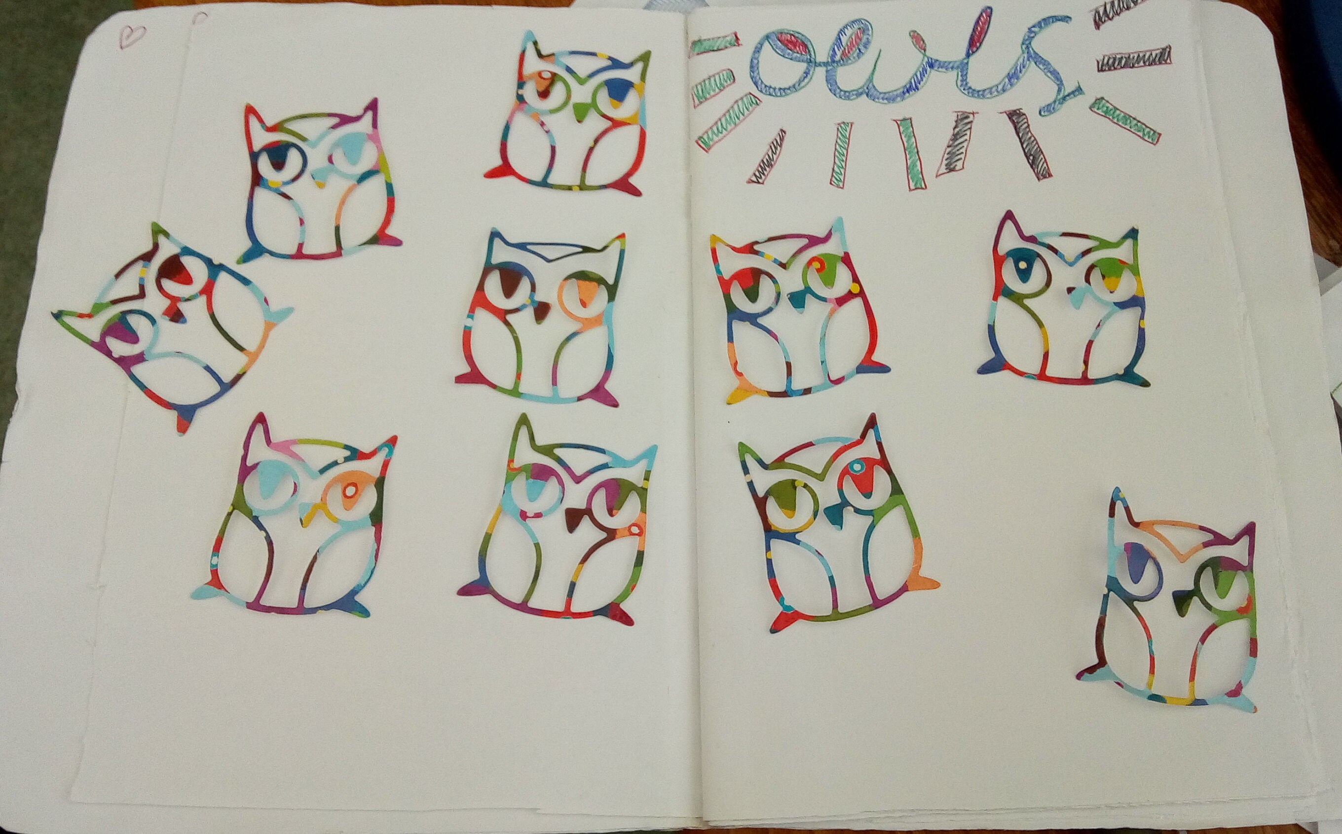 10 Intricate Multicoloured Diecut Owls/ Journalling/ Scrapbooking/ Album Supplies/ Ephemera