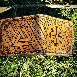 Cartera Valknut, cartera Vegvisir, cartera vikinga, cartera nórdica, cartera Odin
