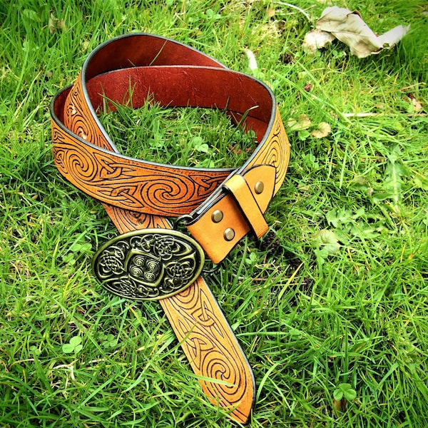 Cinturón espiral celta, cinturón de nudo de cuero, cinturón picto, cinturón pagano