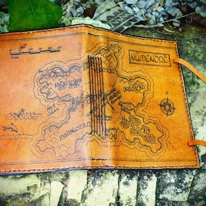 Journal de carte Numenore, journal en cuir LOTR, journal de voyage, notes de carte Numenore