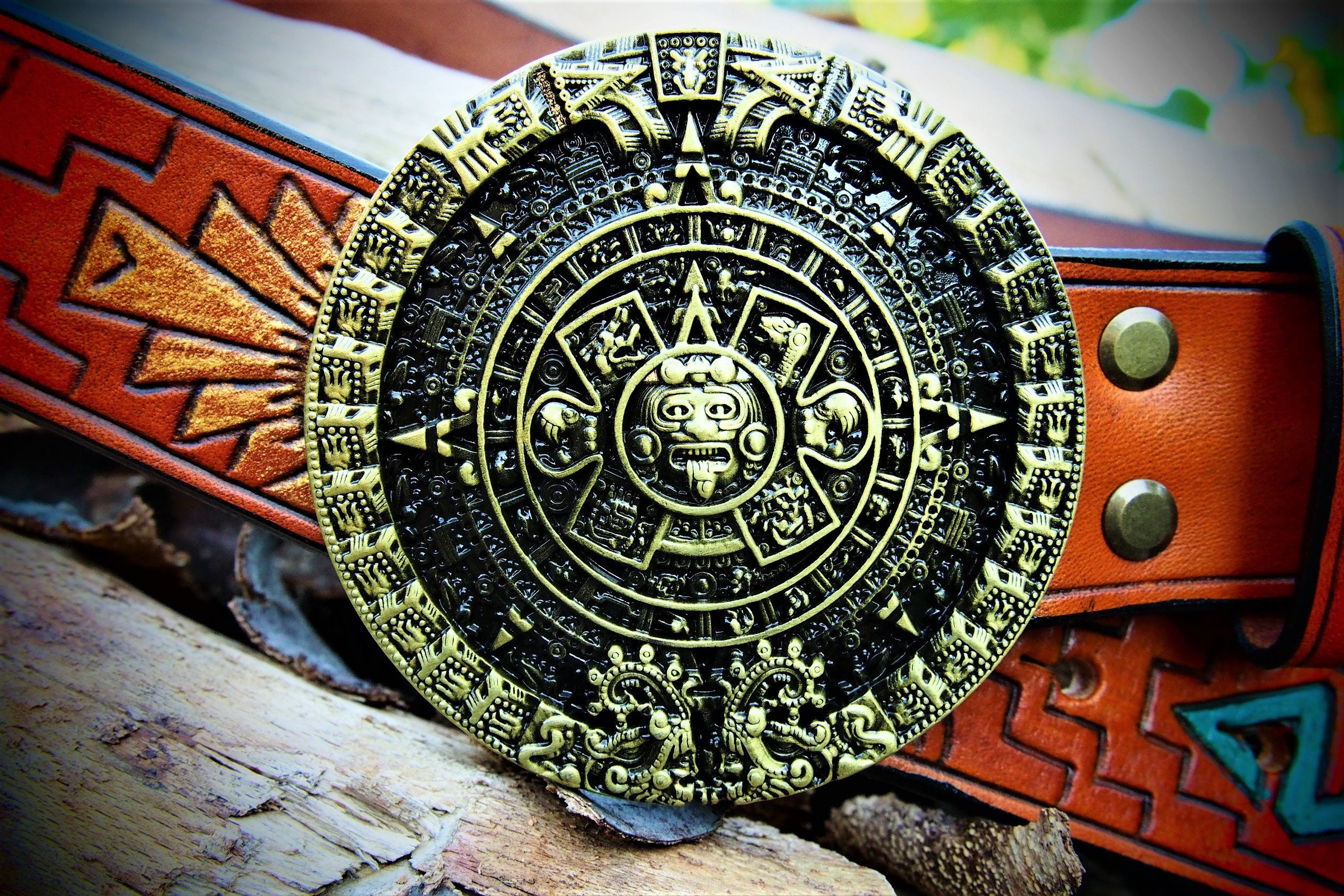 Aztec Calendar Belt, Leather Handmade Indian Belt, Aztec Design Belt - Etsy