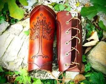 armbands 100% leather, gondor armbands, ranger costume brown leather