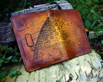 astrology  leather cover, Kindle Paperwhite 2021 case, kindle 2022 custom cover, sun and stars kindle case, leather kindle sleeve