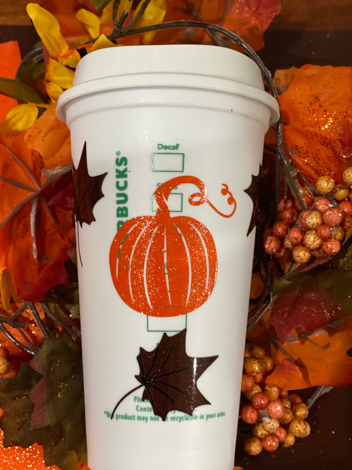 Pumpkin spice Starbucks reusable hot cup Etsy