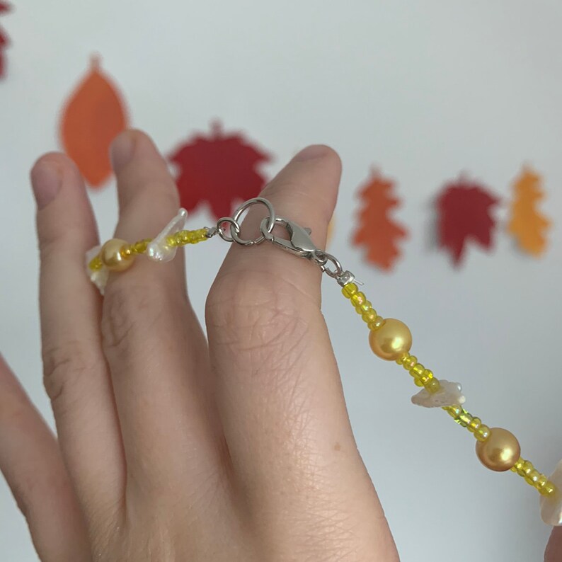 Handmade glass pumpkin beaded necklace