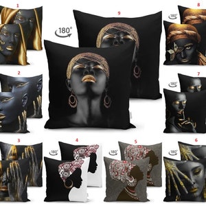 African Woman Double Sided Cushion Cover Black Beauty Throw Pillow Cases Art Decor Black History House Gift Home and living Room Decor