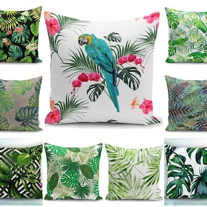 Palm Tree Tropical cushion covers! Trendy Parrot Summer, Geometric & Green Cactus Throw Pillow Case Garden Decor Cushion cover Garden design