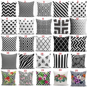 Set of Black and White Chevron Stripe Zigzag Moroccan Decorative Throw Pillow Case StainProof Geometric Cushion Cover Outdoor Kitchen Decor