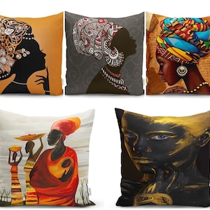 African Beauty Mum with Children Cushion Black Woman Decorative Bedding Throw Pillow Cover for living room Cushion Cover Outdoor Decor