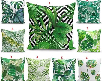 Palm Tree Green Tropical Cactus Leaf Botanical Decorative Throw Pillow Cover Stain Proof Geometric Cushion Cover outdoor gift art decor