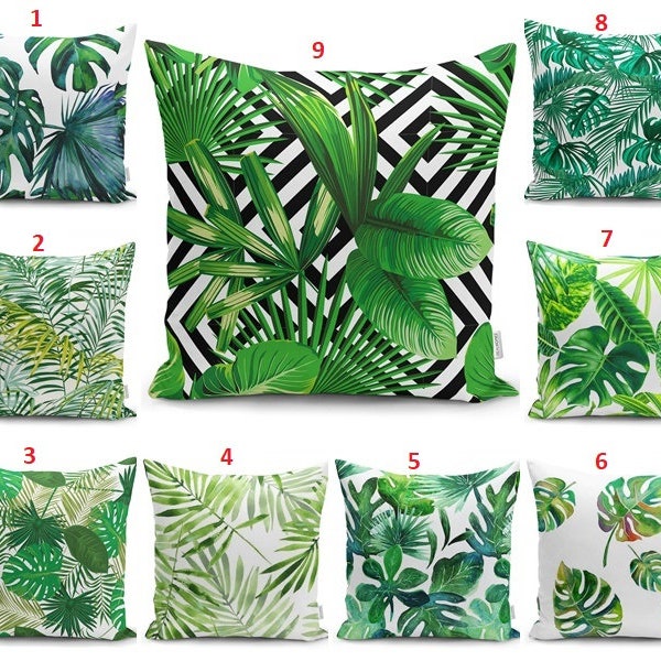 Clôture des soldes ! Taie d'oreiller palmier vert cactus tropical Le f botanique décoratif taie d'oreiller housse de coussin géométrique extérieure