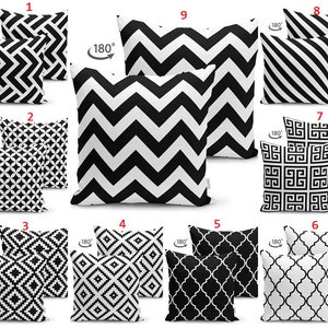 Closing Shop Sale! Double Sided Black and White  Chevron Strip Pillow Case Ogea Geometric Moroccan Home Bed  Outdoor Throw Cushion Cover