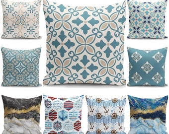 Closing Shop Sale! Marble Geometrical Moroccan Ogea Damask Pillowcase Sailor Anchor Decorative Throw Pillow Covers Outdoor Cushion Cover