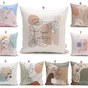 Closing Shop Sale! Abstract Face Art Cushion Cover Bohemian Women Decorative Soft Bed Decor Soft Throw Pillow Cases for Sofa New House Gift