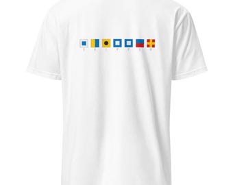 SKIPPER Back Printed Nautical Signal Flag Short Sleeve T-Shirt |  Sailing | Boating | Yacht Life