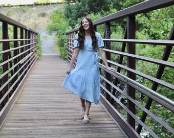 Plain light blue dresses hot sale