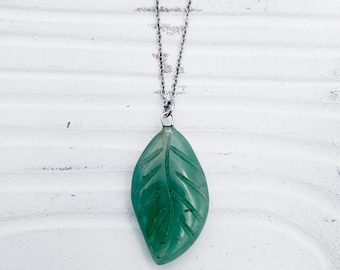 Green Aventurtine Leaf Necklace