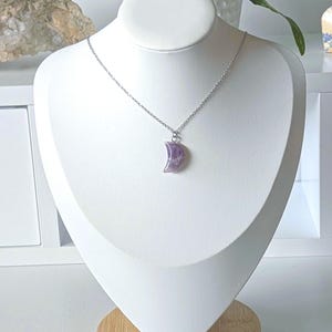 Amethyst Crescent Moon Crystal Necklace